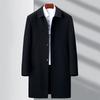 Spring New Men's Medium and Long Trench Coat Middle-aged Lapel Black Casual Large Size Dad Coat