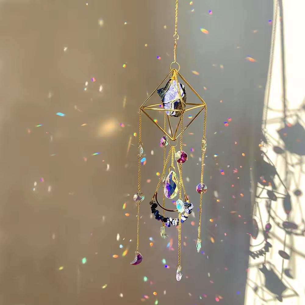 Honor of Crysal Rainbow Wind Chime Pendant Geometric Balcony Decoration Wind Chime Crystal Decoration