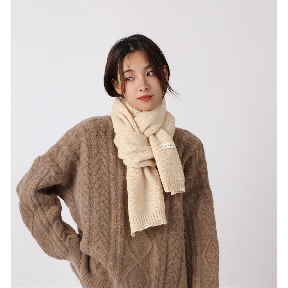 2024 New Solid Color Scarf Women'S Winter Thick Deer Plush Shawl Dual Purpose Couple Knitted Warm Scarf Versatile