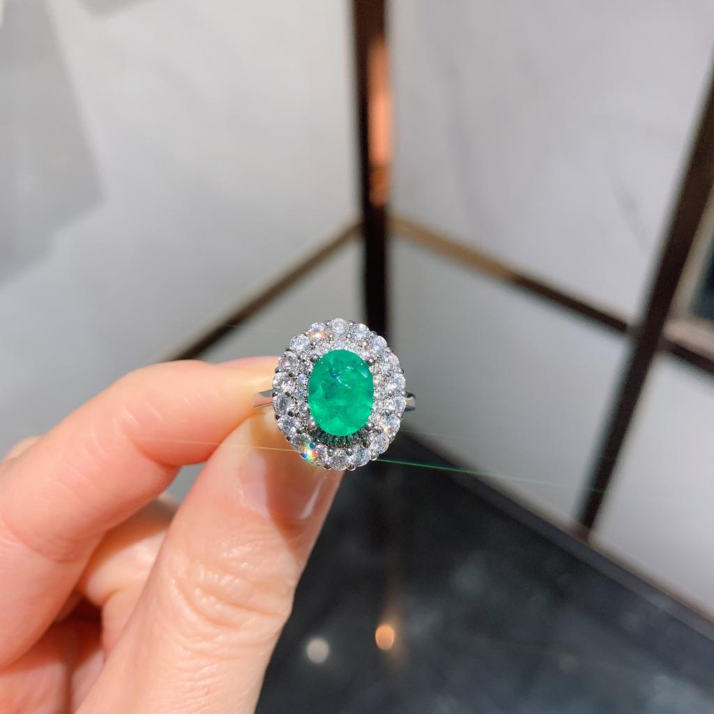 Jewelry European and American imitation emerald pendant ring fashion banquet jewelry set necklace ring