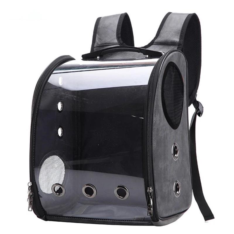 Breathable Backpack Pet Bag Outdoor Parrot Backpack Portable Transparent Bird Transport Bag Travel Luxury Large Space Double Zipper Pet Supplies