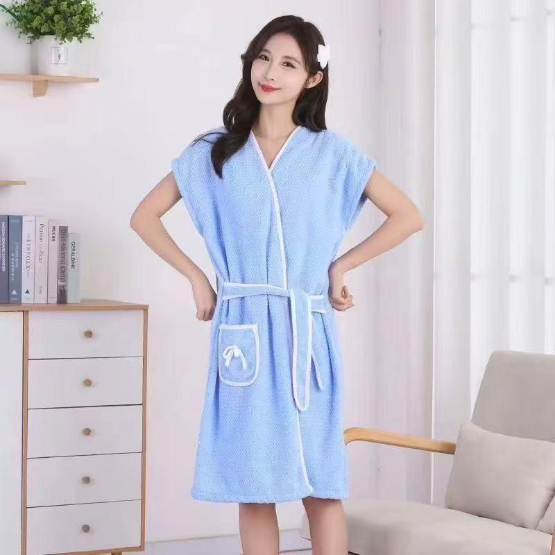 

Мербау Высококачественный Коралловый Флис Халат-Накидка без Рукавов и Комбо из Полотенца One Size 90*133cm синий