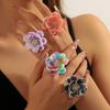 Blumenpfingstkopfschmuck Blume doppelreihig mehrblättrige Blume Farbverlauf Perlenfärbung Retro Acrylring