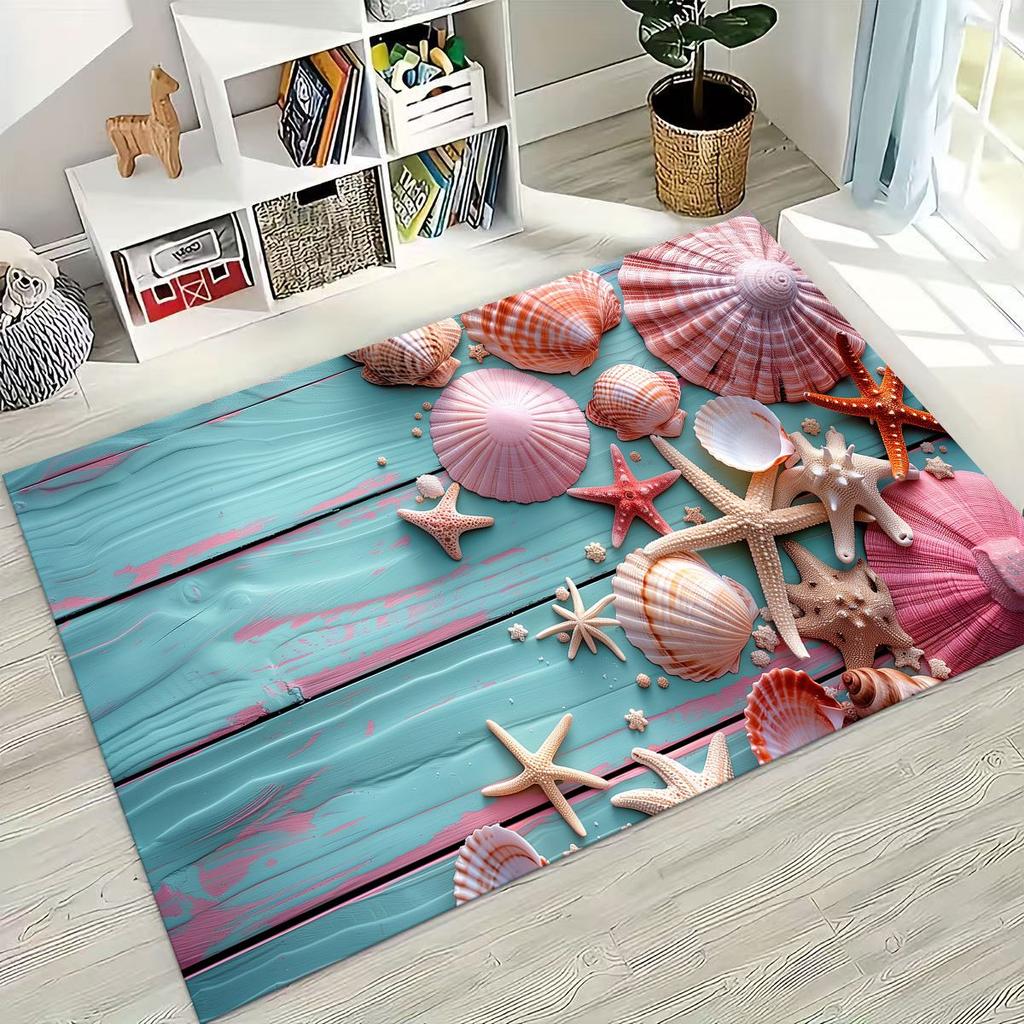 Dream Starfish Shell Tropical Beach Sea Star Art Rug for Bedroom Living Room Sofa Home Doormat Decor,Large Non-slip Floor Mat