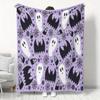 1pc Halloween-Themed Flannel Blanket with Ghost, Bat, And Spider Web Prints, Soft And Warm Home Blanket, Sofa Cover, Office Nap Blanket, Bedroom Bed D