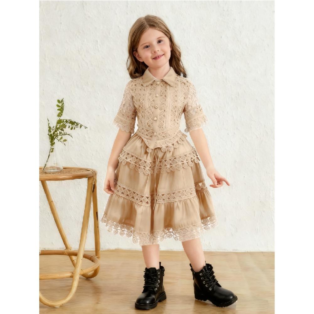 2-7Y Girls' Short Sleeve Top + Skirt Fashion Set Children's Skirt Suit