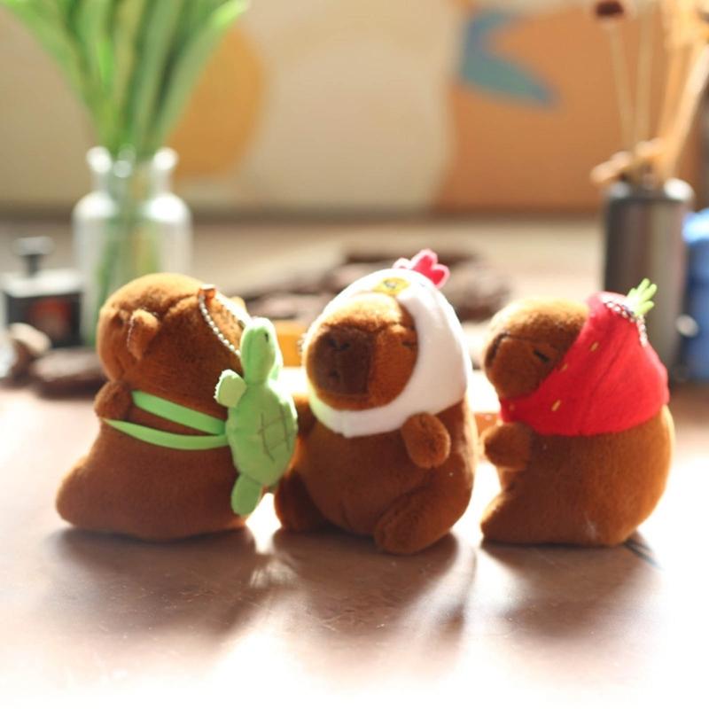 Stylish Capybara Keychain Stuffed Animal Keyring Ornament Adorable Plush Bag Pendant Accessories for Animal Lovers