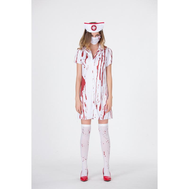 Halloween Masquerade Party Uniform Couple Horror Male Doctor Uniform Horror Bloody Female Nurse Uniform