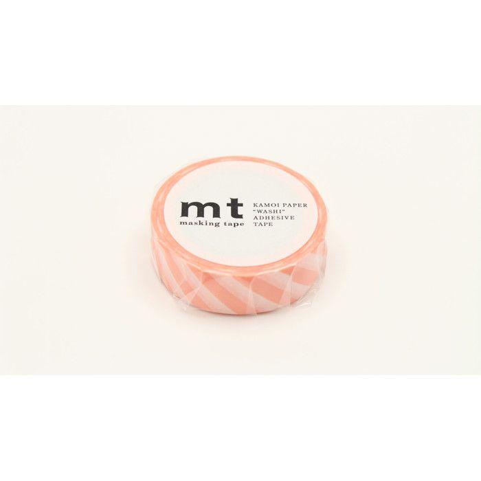 Masking tape à rayures - Saumon - 1,5 cm x 7 m