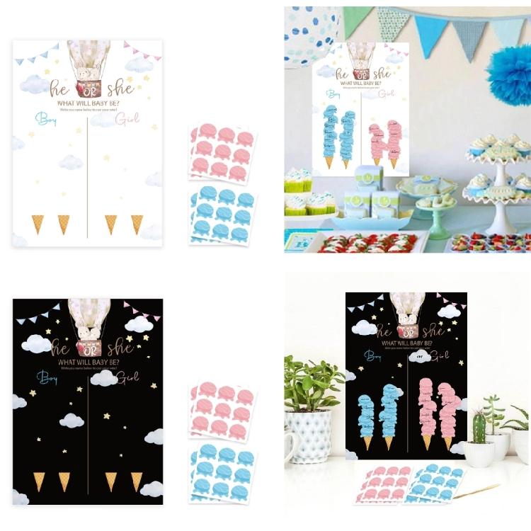 Gender Reveal Party Poster Games Blue and Pink Voting Stickers for Baby Shower