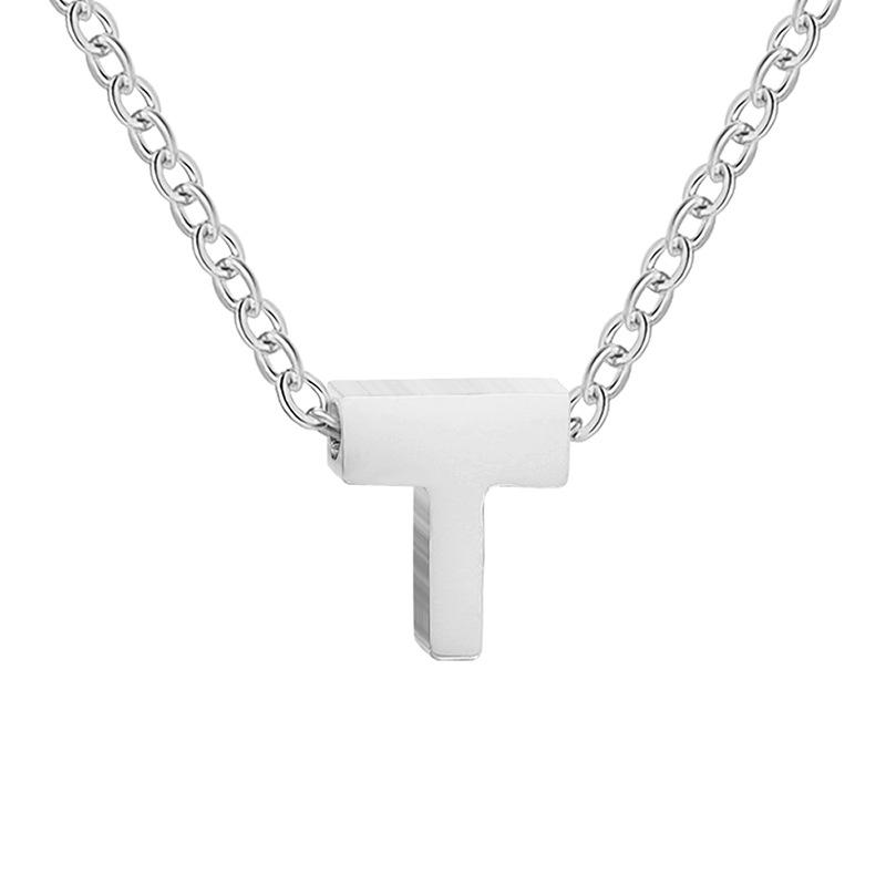 eManco Gold-Plated Stainless Steel Letter Necklace with European & American Pendant