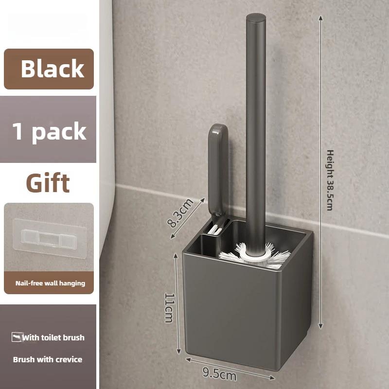 Space-Saving Toilet Brush Kit-360° Spin Silicone Brush Head & Wall-Mounted Holder | Resistant Bathroom Accessories for Household