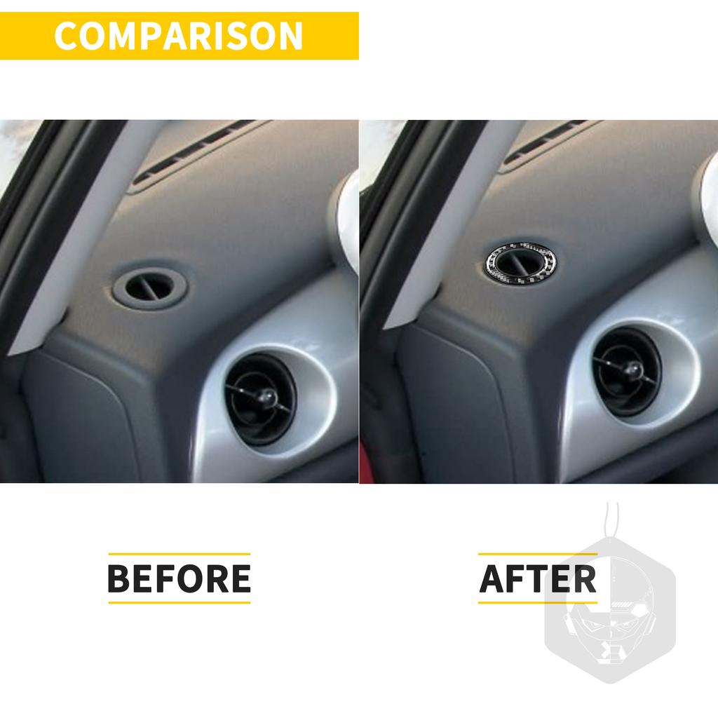 Pro Mini Cooper Hatch One R50 R53 2002 2003 2004 Odmlžování palubní desky automobilu Tuyere Nálepkový kroužek z uhlíkových vláken Interiér