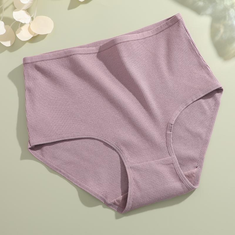 

FINETOO 1pcs Women s High Waisted Plus Size Threaded Cotton Solid Color Underwear, Fashionable, Breathable, Soft and Comfortable Women s Underwear XXL