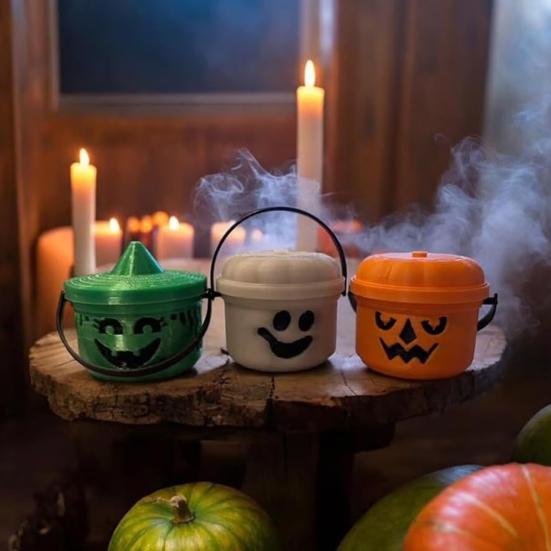 Halloween Pumpkin Bucket Miniature Design Pumpkin Orange Bucket Mini Storage Containers Festive Halloween Decoration