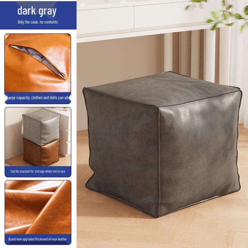 Кожаный марокканский пуф Подушка для хранения для гостиной подставка для ног для дивана держатель для неношеной одежды табурет для эркерного окна 1350₽