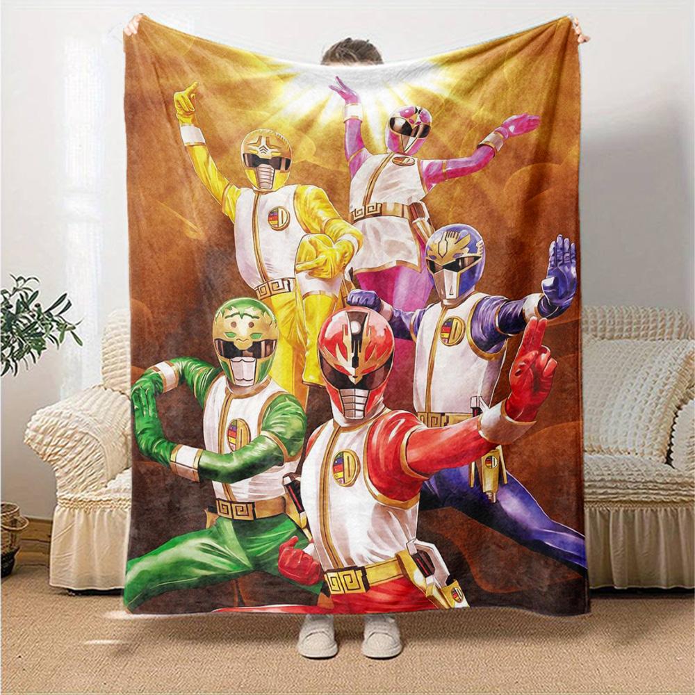 Power Rangers Teamup Flannel Blanket Super Soft Warm Cozy Blanket For Sofa Bed Office Travel Allseason Home Decor Gift