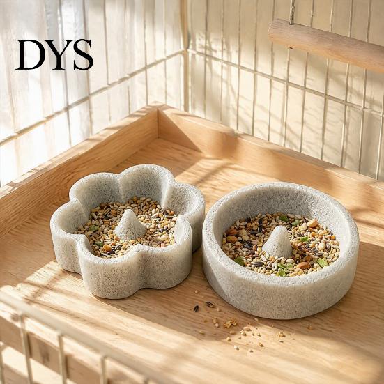 Spill Proof Parrot Dish Pumice Stone Bowl, Bird Water Durable Food Dish, Cage Feeder for Cockatoo Cockatiel Conure Parakeet Non Stick Waterer