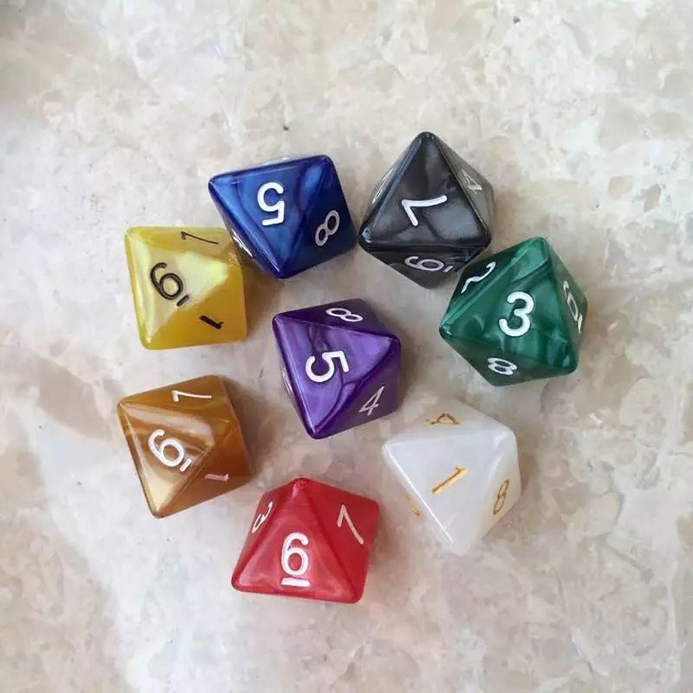 10Pcs/set Durable Table Game DND Dice 8-sided D8 Colored Polyhedral Dice Party Game Acrylic Game Dice TRPG DND
