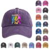 Washed Cotton Baseball Cap With Printed Distressed Soft Top Denim Hat For Men, European And American Retro Hat