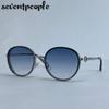 Oversized Round Sunglasses Women  Luxury Brand Classic Punk Driving Sun Glasses For Ladies Vintage Metal Frame Shades UV400