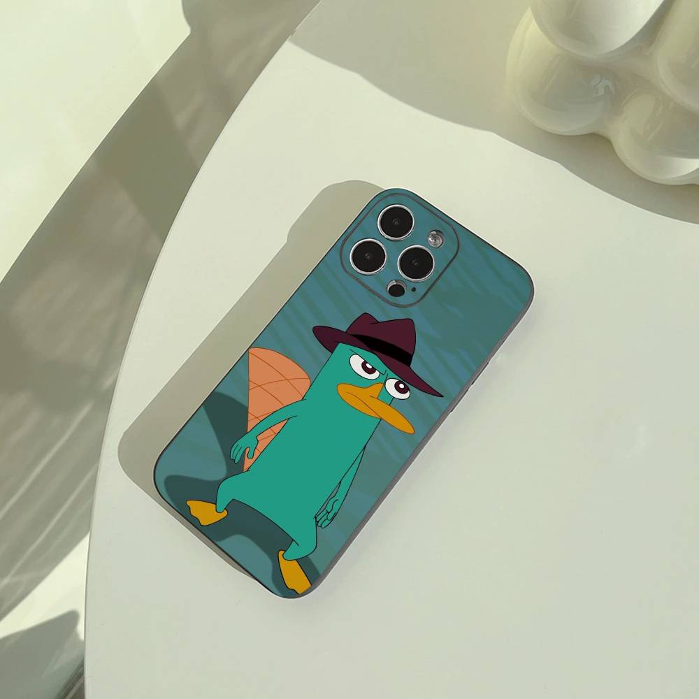 

P-Perry The P-Platypus Phone Case For iPhone 17,16,15,14,13,12,11 Pro Max,16/15/14Plus,XS Soft Black Cover iPhone14Plus