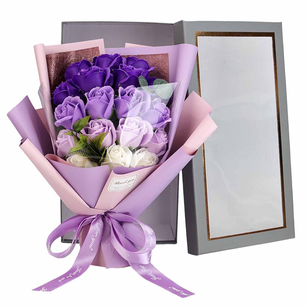 18pcs Soap Flower Bouquet Artificail Roses Forever Flower with Box Practical Valentine's Day Mother's Day Gifts Home Decoration