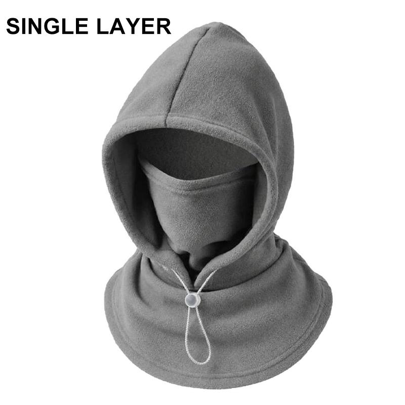3-i-1 Fleece Dubbellager Integrerad Mössa Vindtät Varm Vinter Flanell Varm Maskmössa Balaklava Huva Fodrad med Fleece 360 Full Täckning