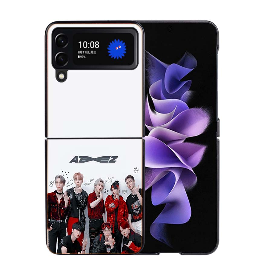 K-KPOP A-ATEEZ Coque Case For Samsung Galaxy Z Flip 7 6 Flip4 Flip5 Zflip3 Black Hard PC Phone Shell Protective Cover