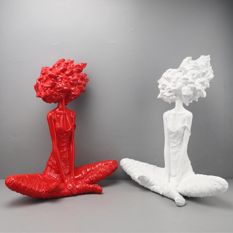 Modern Abstract Art Figure Sculptures, Resin Crafts, Statues, Fashionable Girl Figure Portraits, Home Decoration Accessories