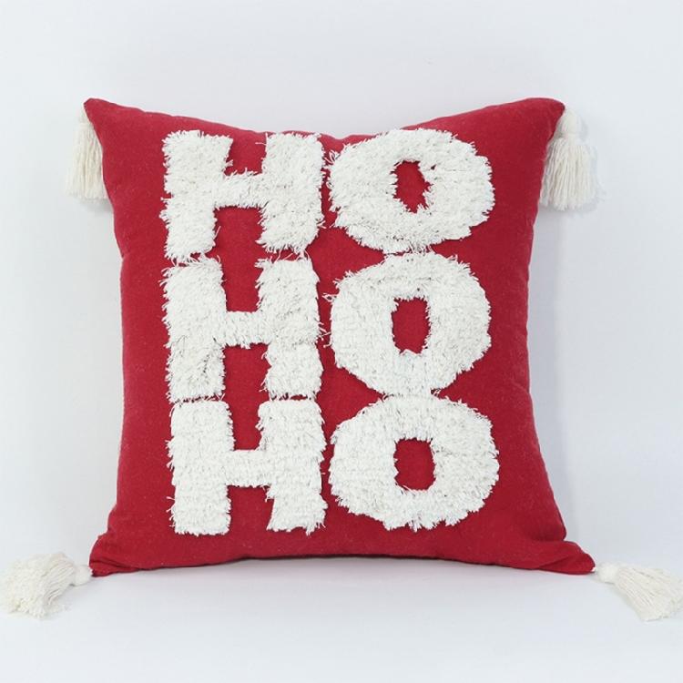 Christmas Tufed Pillow Cover Cotton Embroidered Couch Living Room Bedroom