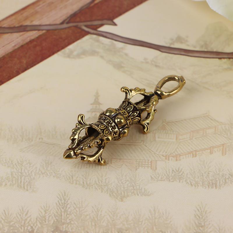 1Pc Cross Vajra Brass Car Key Chain Pendant Buddhism Dharma Lanyard Bodhi Beads Motorcycle Keychain Rope Pendant