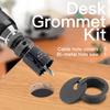 1-3/8 Inch Desk Hole Grommet Desk Cord Grommet with Bi-Metal Hole Saw Drill Bits, Cable Hole Cover Plastic Wire Grommets Desk Grommet Kit Wire