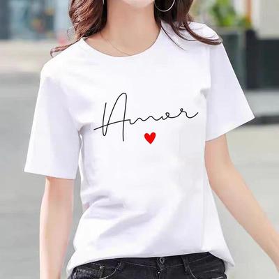 Literary Cute Letters Ins Foreign Air Network Red Burst Cute FeUnisex Print Fashion Commuter Shortsleeved Tshirt Aesthetic