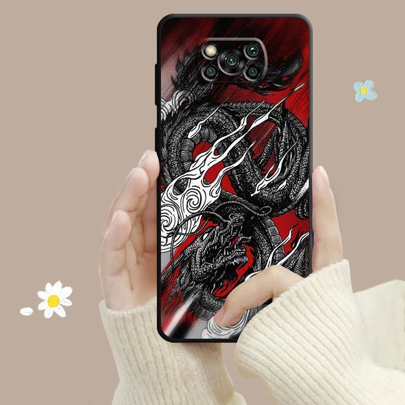 Samurajski smok wilk maska ​​dla Xiaomi Poco X3 Nfc X4pro X5 M3 dla Mi 12 13 11 10 10t 8 Note10 Lite 11ultra 11t Pro F1 okładka