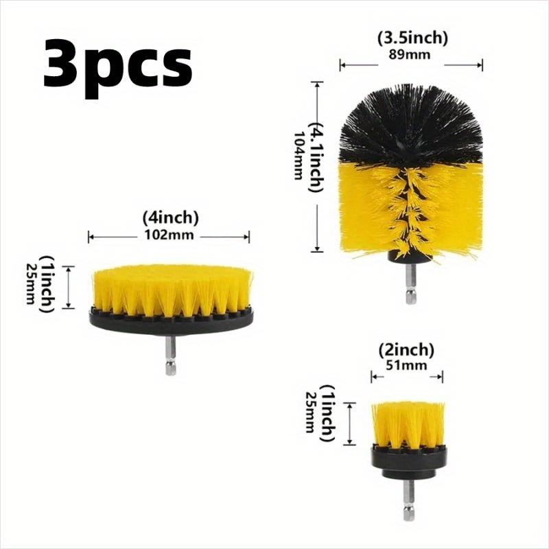 3pcs Electric washer drill brush accessory set (with extension rod) - multifunctional cleaning kit, plastic material brush