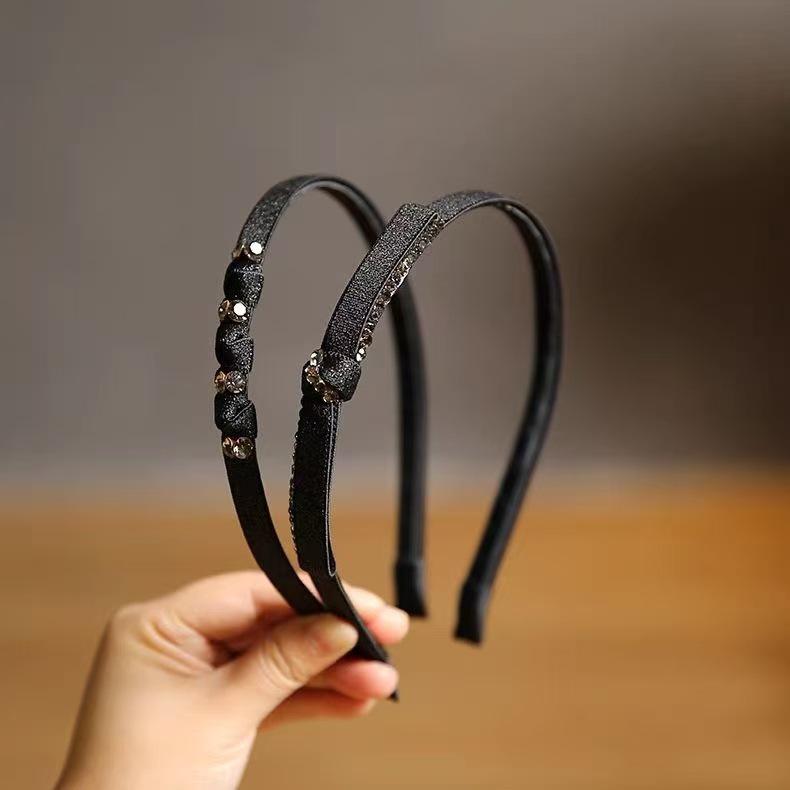 Elegancka opaska do włosów i spinka z cyrkoniami dla kobiet – Modny cienki design na wyjście