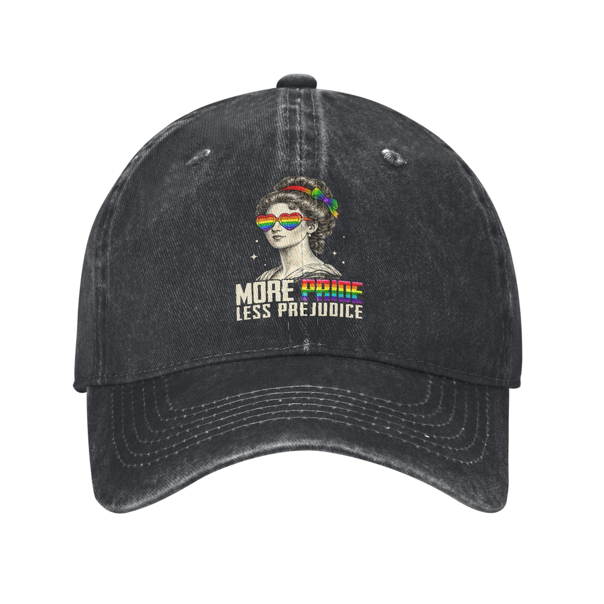 More Pride Less Prejudice Printed Caps Unisex Women Cotton Trucker Hat Daily Headwear Baseball Cap Adjustable One Size