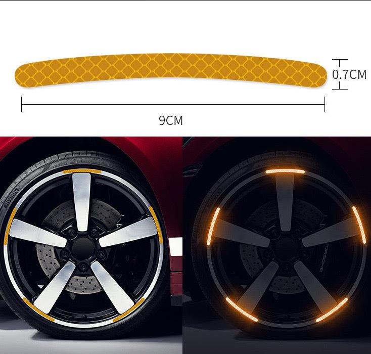 

For Porsche Cayenne Panamera Macan Cayman Boxster 718 911 car wheel hub reflective sticker tire anti-collision reflective strip