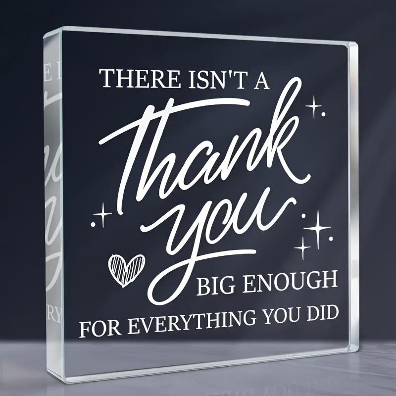 2D Flat, Gratitude Acrylic Desk Decor Plaque, Thank You Gift, Suitable for wall decoration, porch, room, villa, accents Home, Hallway, or Workplace -