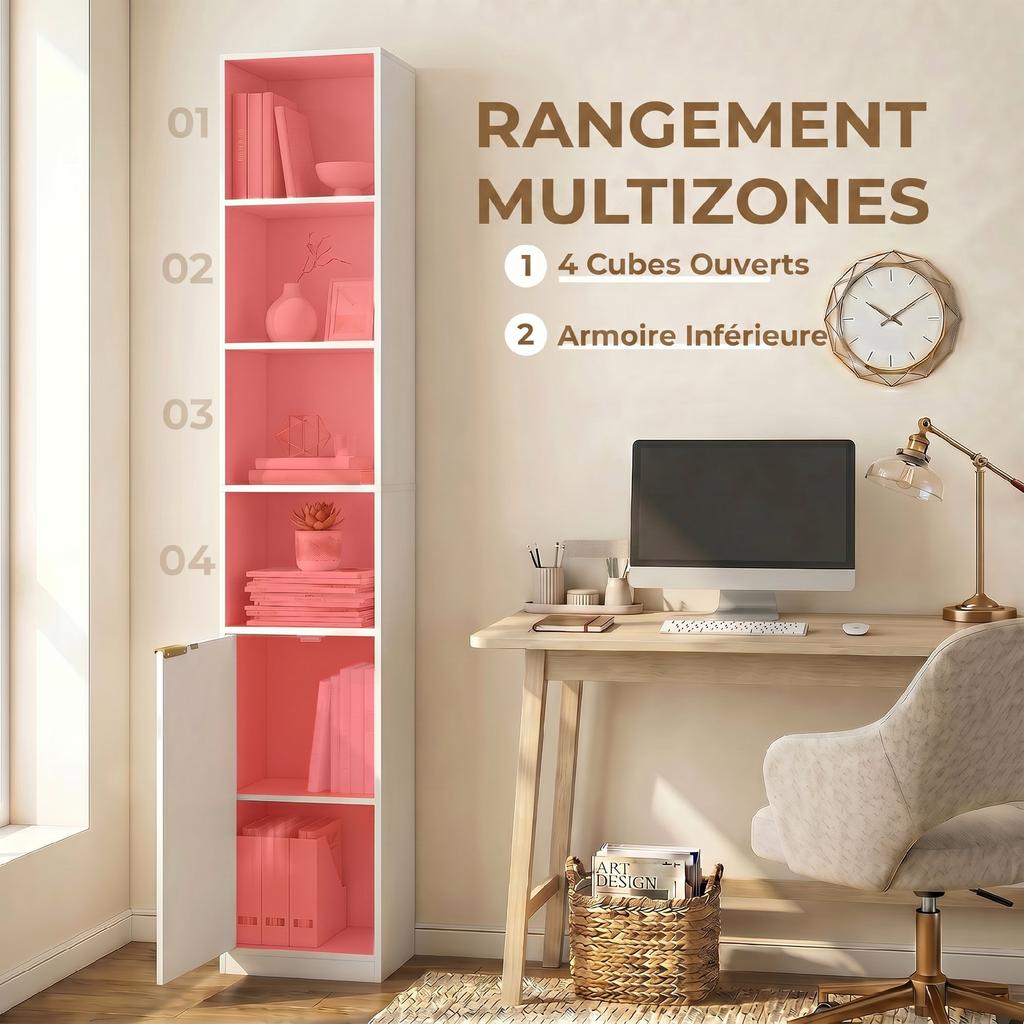 Bookshelf, 6-Tier Shelving Unit, 30 x 24 x 182 cm, Cabinet, Adjustable Shelf, White