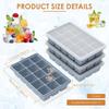 4 Packs Silicone Ice Cube Trays with Lid 15 Grids Ice Cube Mold Easy Release Square Cube Maker Slow-Melt Ice for Cocktail Whisky