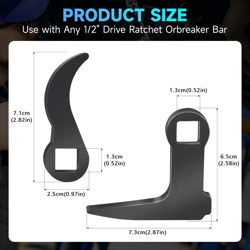 Car Angle Type Half Axle Disassembly Tool 1/2 Inch Drive L Shape Pry Bar Adapter Head For Auto Repair 2Pcs Black Crowbar Wrench