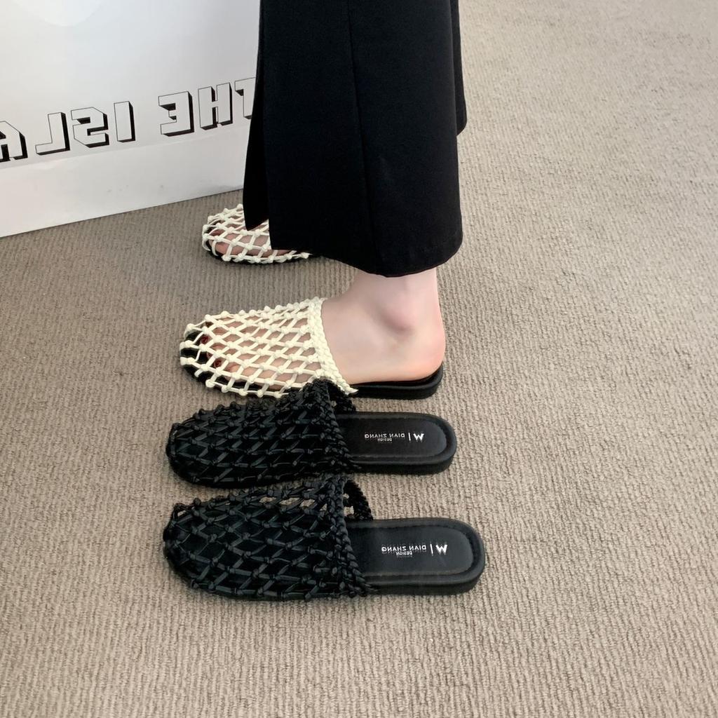 Hollow-Out Cool Slippers Women'S Summer Wear Super Fire Beach Fishing Net Shoes Bag Head Half Slippers