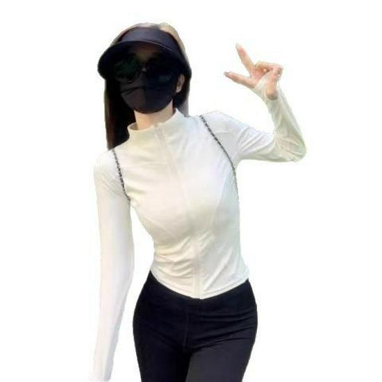 Women's Ice Silk Sun Protection Cardigan - Summer 2025, White Slim-Fit for Yoga and Fitness