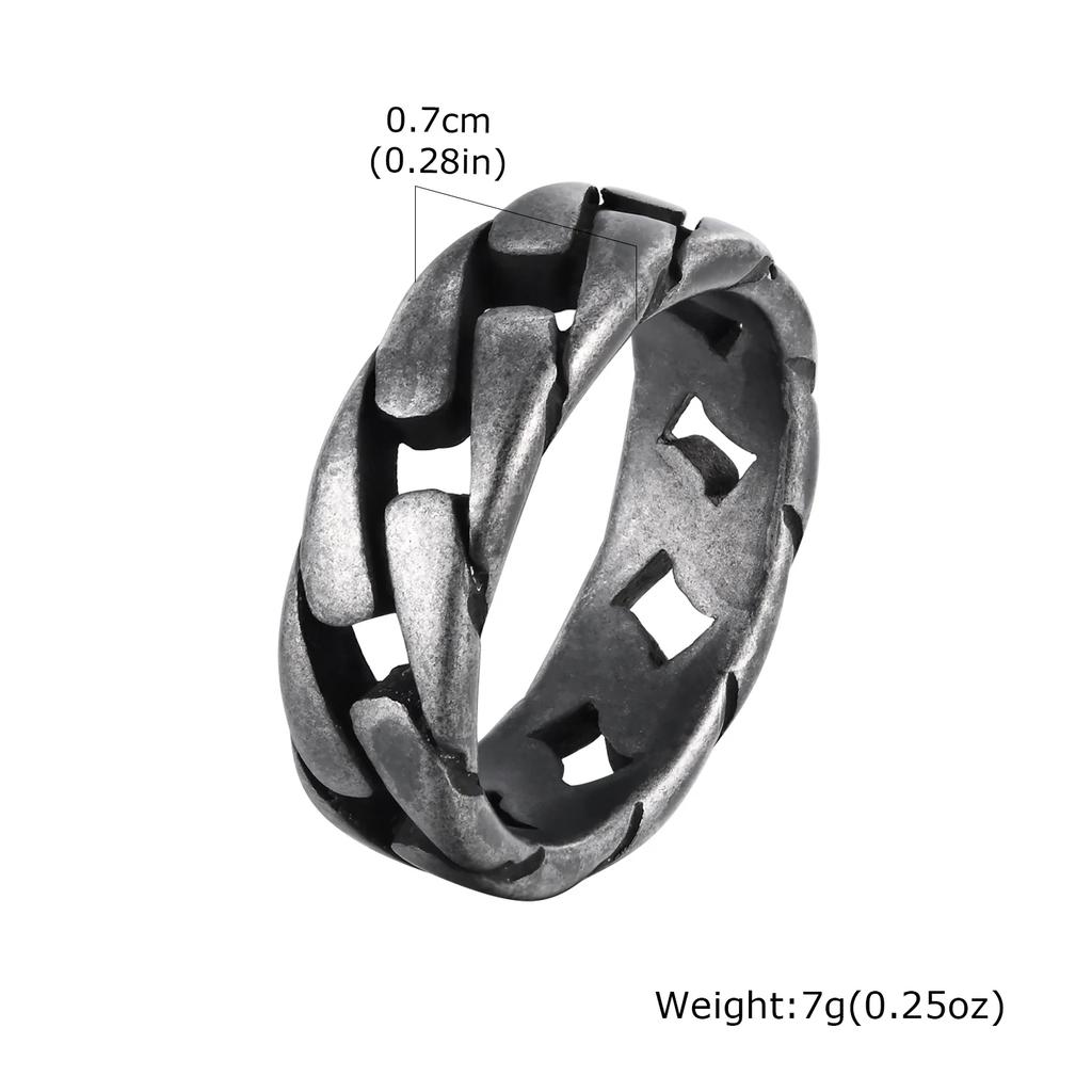 Vnox Retro Grey Stainless Steel Rings for Men Boys, Punk Rock Male Finger Bands Jewelry, Vintage Party Anniversary Gifts for Him