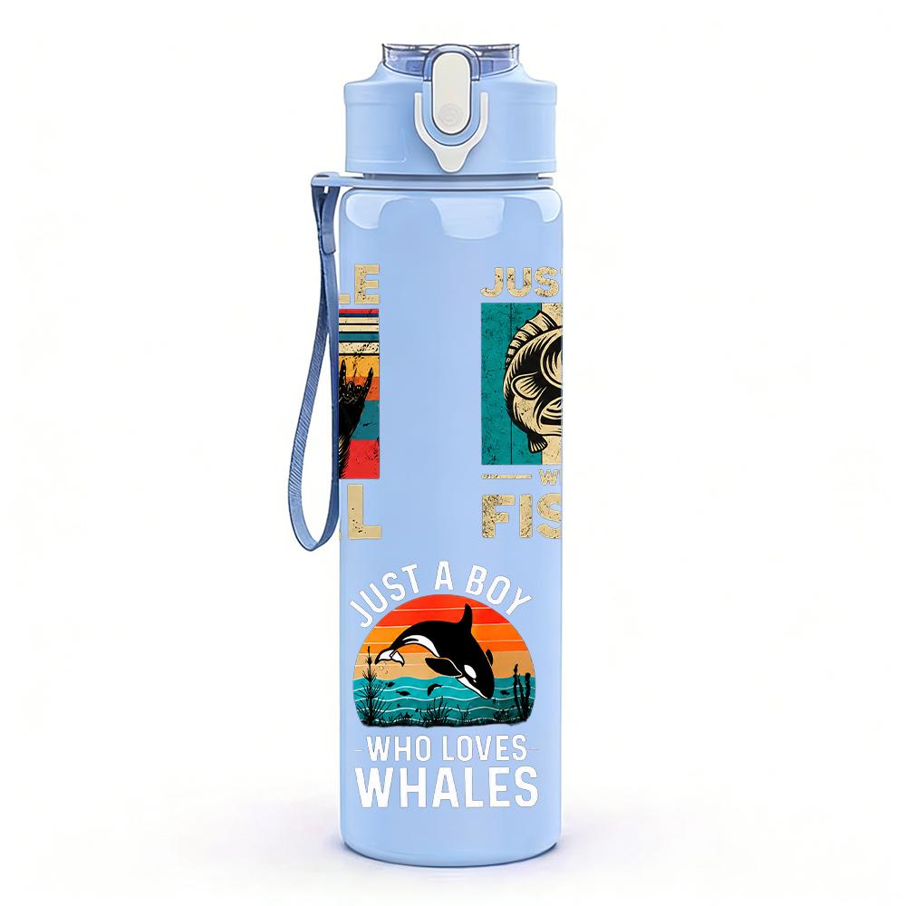 1PC A Little Feral Fishing Dual Layout 750ml Color Plastic Water Bottle Leakproof Flip Straw Lid For Sports Office Home Use