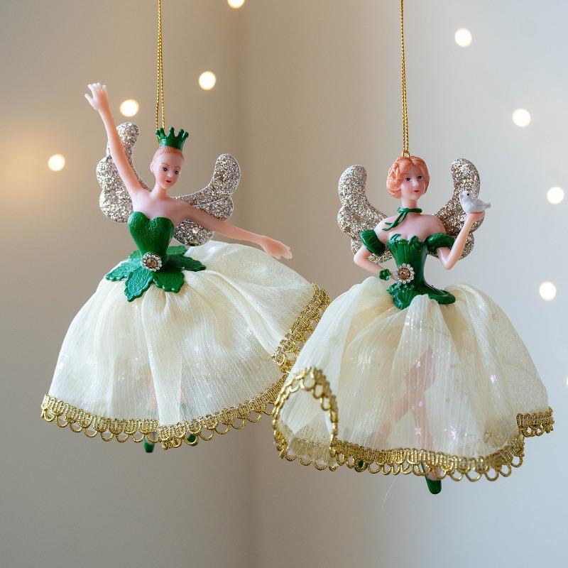 1pcs Christmas Ballet Dancing Girl Mesh Dance Love Ornaments Pendant Girl Home Decoration Wind Chimes Hanging Decorations