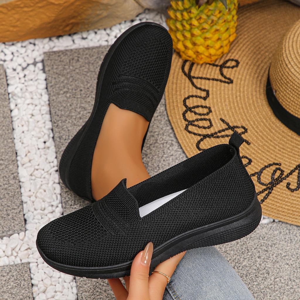 2025 old Beijing autumn and winter new women's sports shoes flying woven shoes breathable casual shoes flat shoes women
