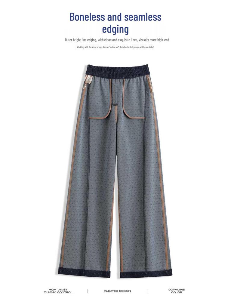White Five Geese Polka Dot Jacquard Denim Wide-Leg Pants for Women - Autumn/Winter 2025